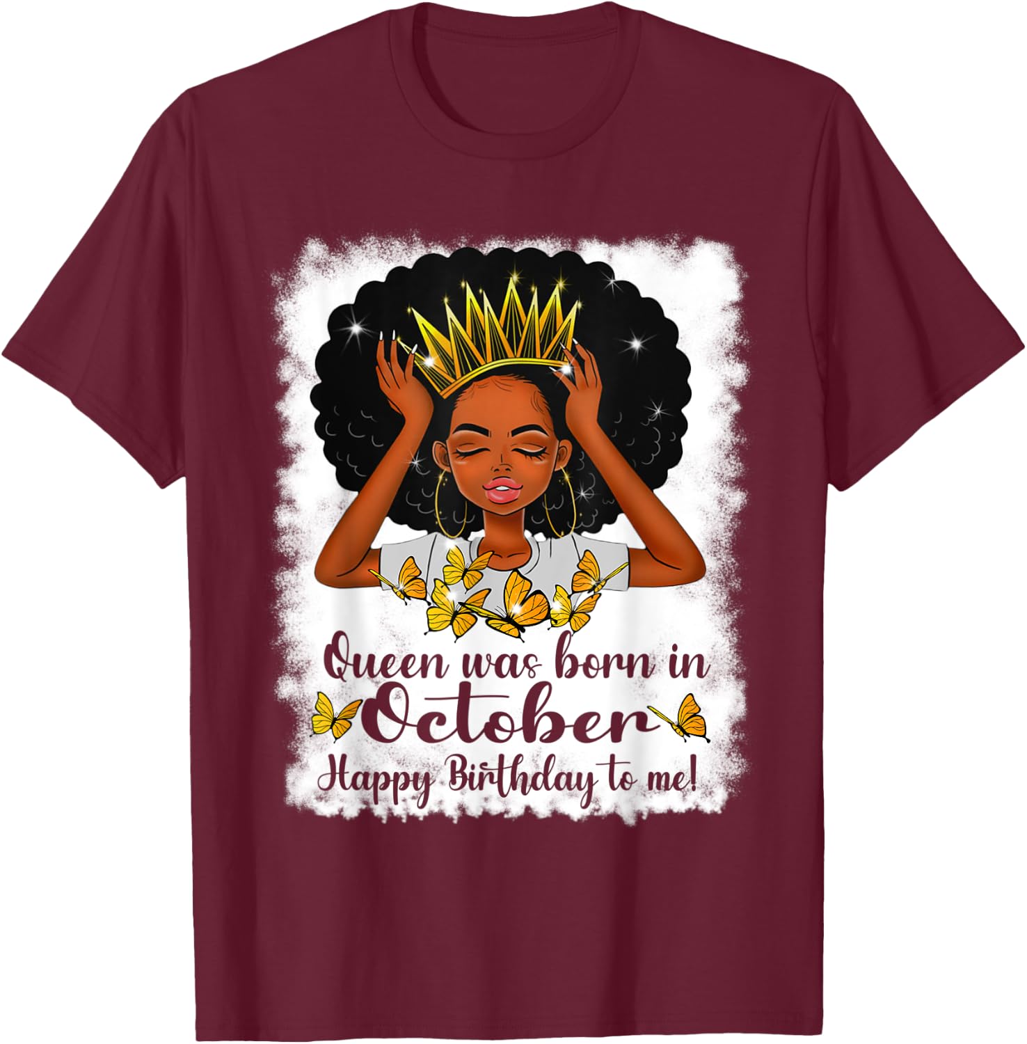 Cool Queen Was Born In October Happy Birthday To Me T-Shirt - T-Shirt | Maroon