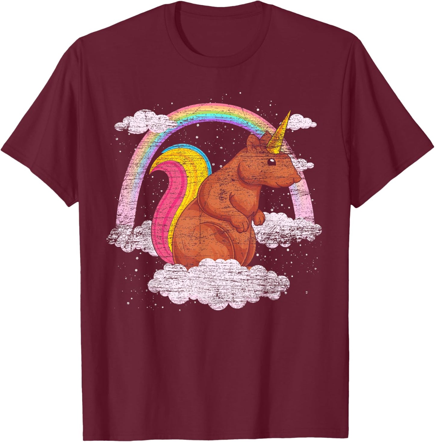 Fantasy Animal Rainbow Squirrelcorn Squirrel Unicorn T-Shirt - T-Shirt | Maroon