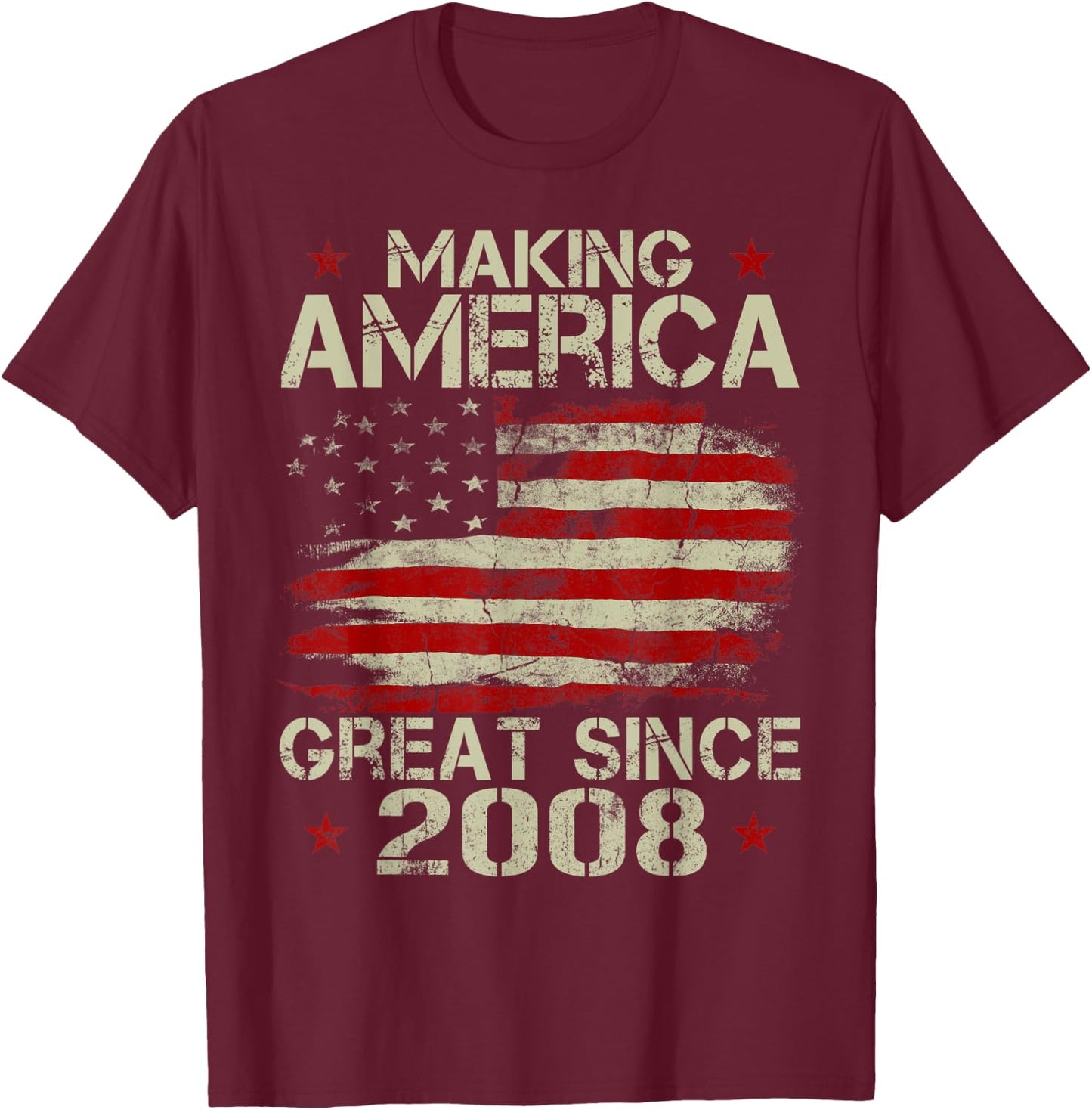 Making America Great Since 2008 Vintage Gifts 12th Birthday T-Shirt - T-Shirt | Maroon