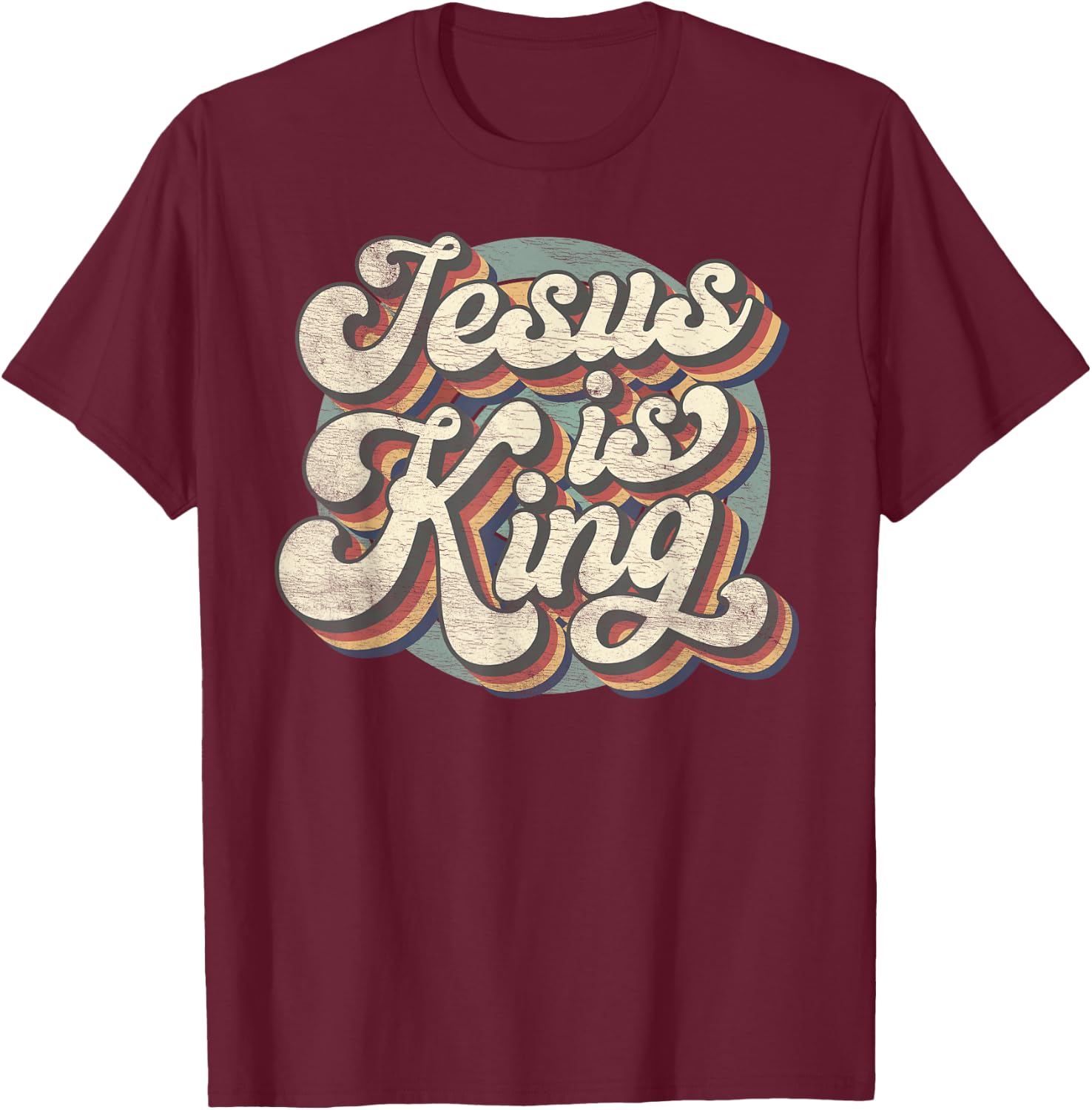 Retro Jesus Is King Christian Bible Religious T-Shirt - T-Shirt | Maroon