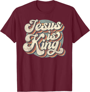 Retro Jesus Is King Christian Bible Religious T-Shirt - T-Shirt | Maroon