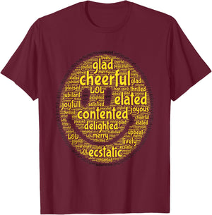 Happy Smile Smile Face Aesthetic Co Positive Vibes Mood T-Shirt - T-Shirt | Maroon