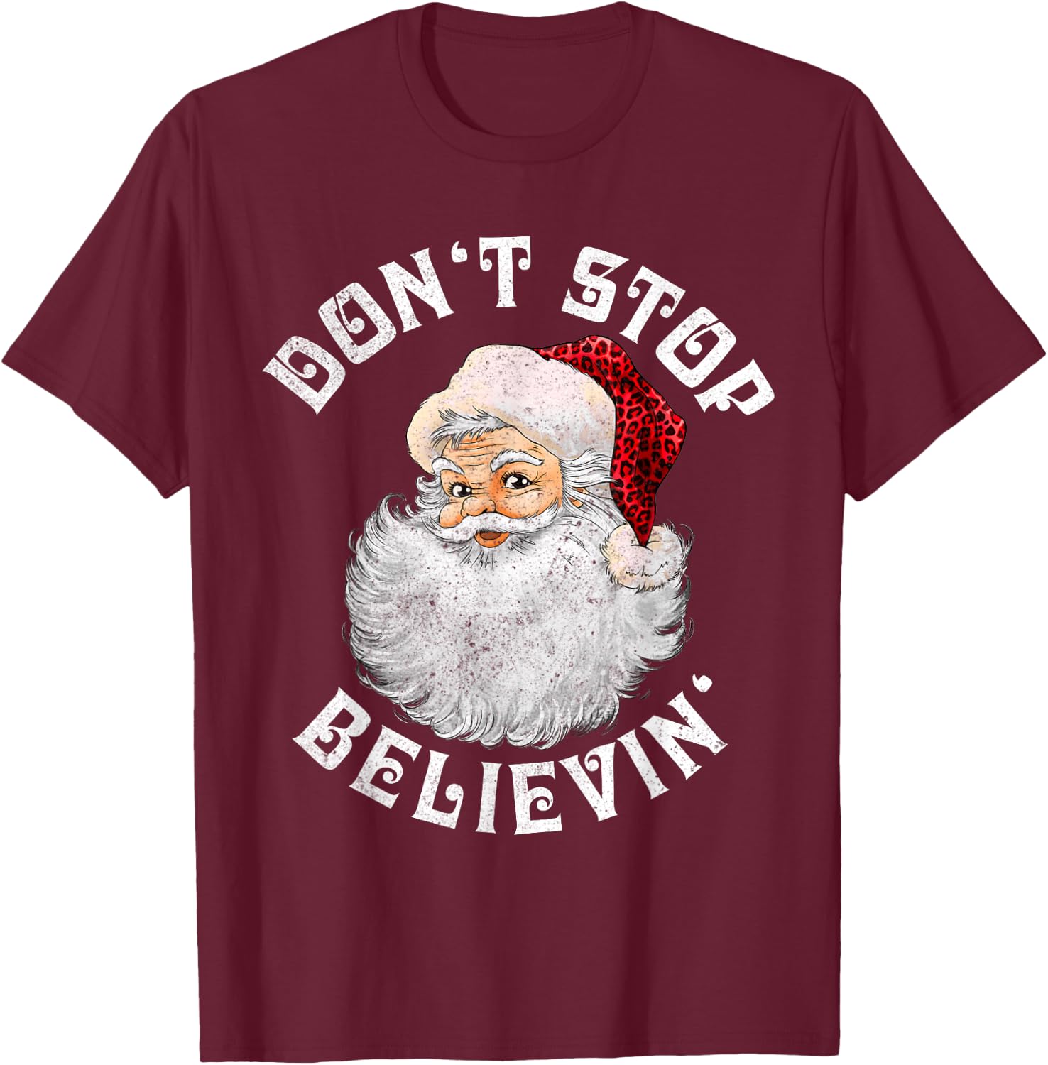 Don't Stop Believin Christmas Santa Pajamas Boys Kids Xmas T-Shirt - T-Shirt | Maroon