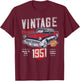 Vintage Born 1951 Birthday 1950s Classic Car T-Shirt - T-Shirt | Maroon