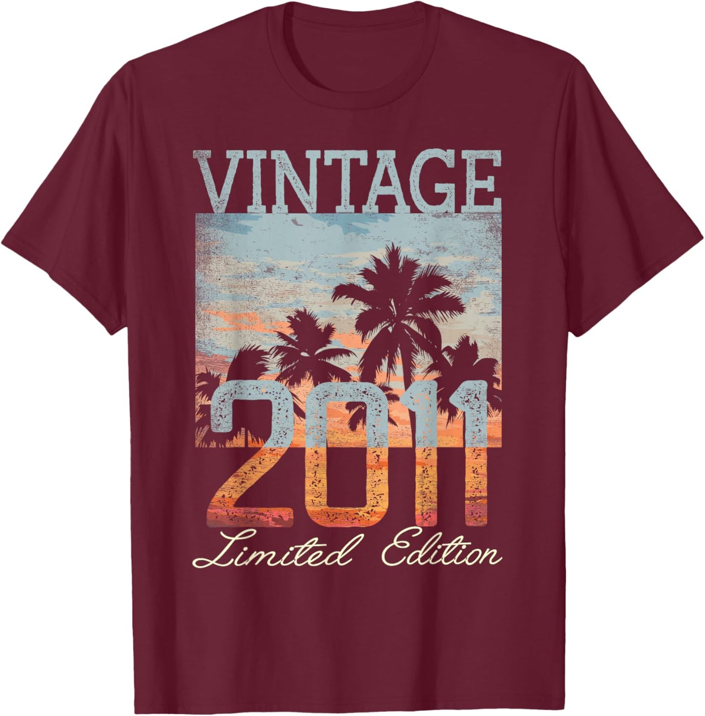 Vintage 2011 Limited Edition 14th Birthday 14 Year Old Gifts T-Shirt - T-Shirt | Maroon