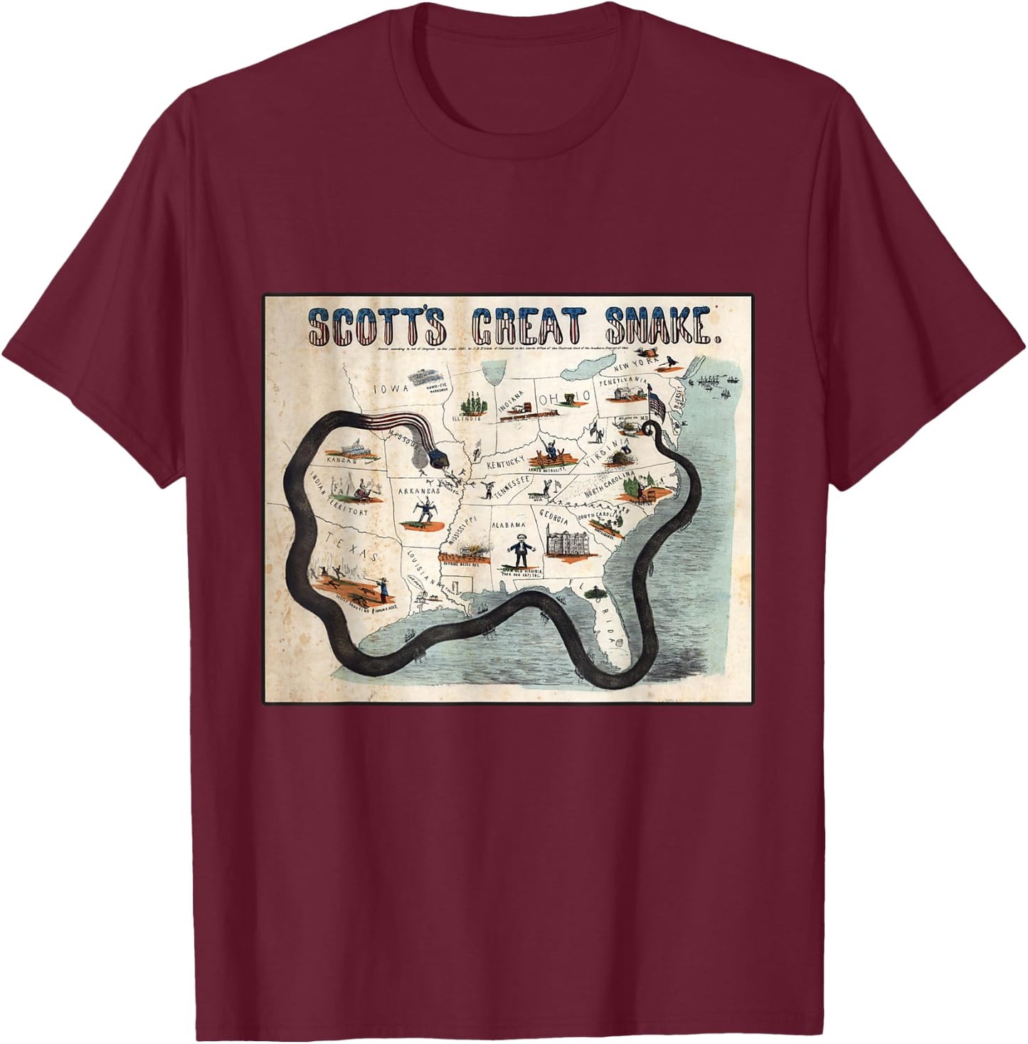 The Anaconda Plan Map T-Shirt - T-Shirt | Maroon