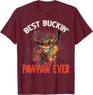 Best Buckin Pawpaw Ever Hunter Deer Buck Stag T-Shirt - T-Shirt | Maroon