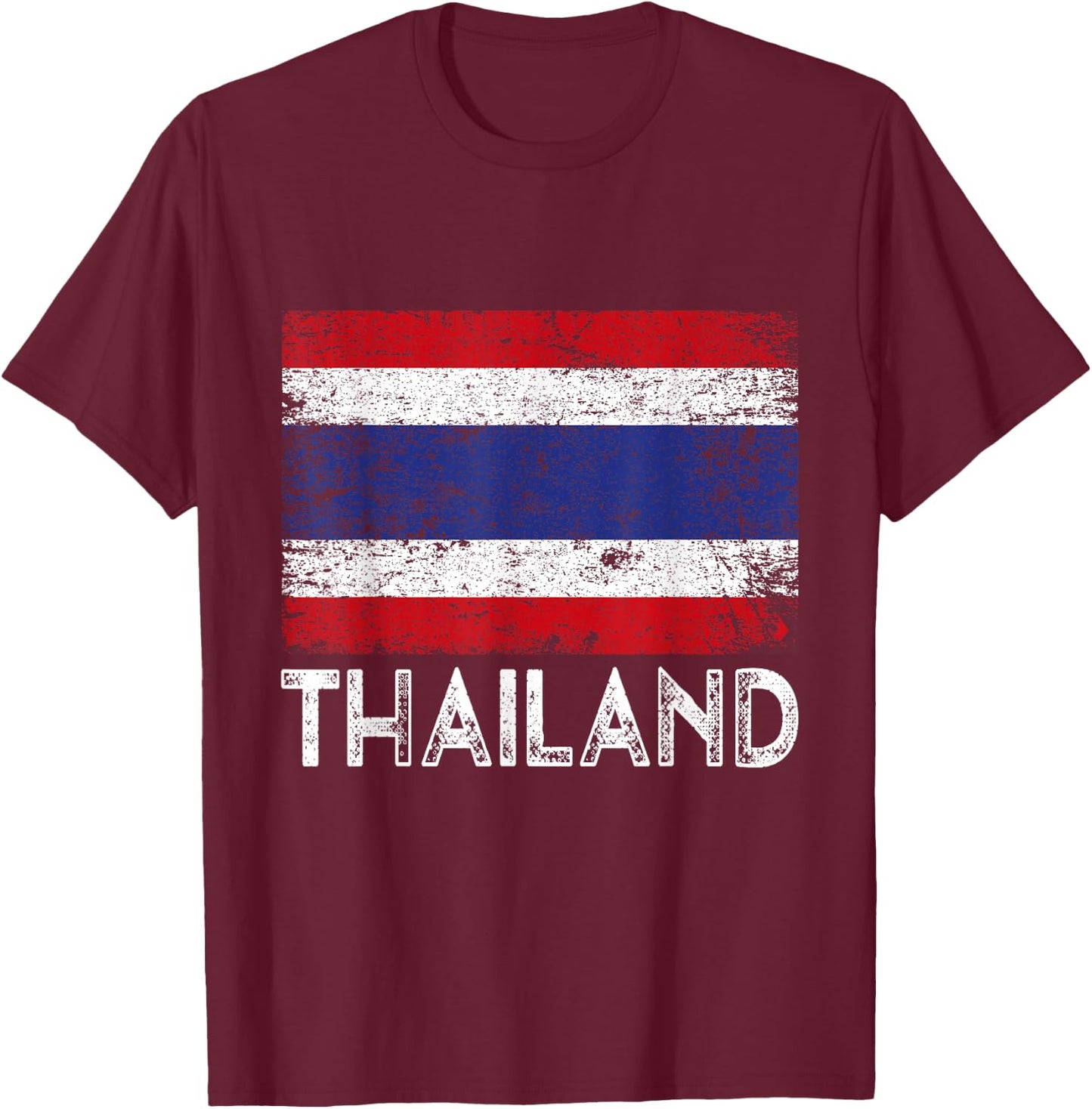 Distressed Patriotic Thailand Flag Men Women Kid T-Shirt - T-Shirt | Maroon