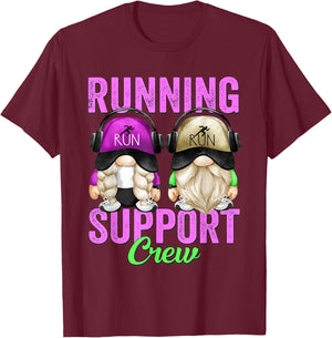 Funny Marathon Runner Gnome For Teacher Running Support Crew T-Shirt - T-Shirt | Maroon