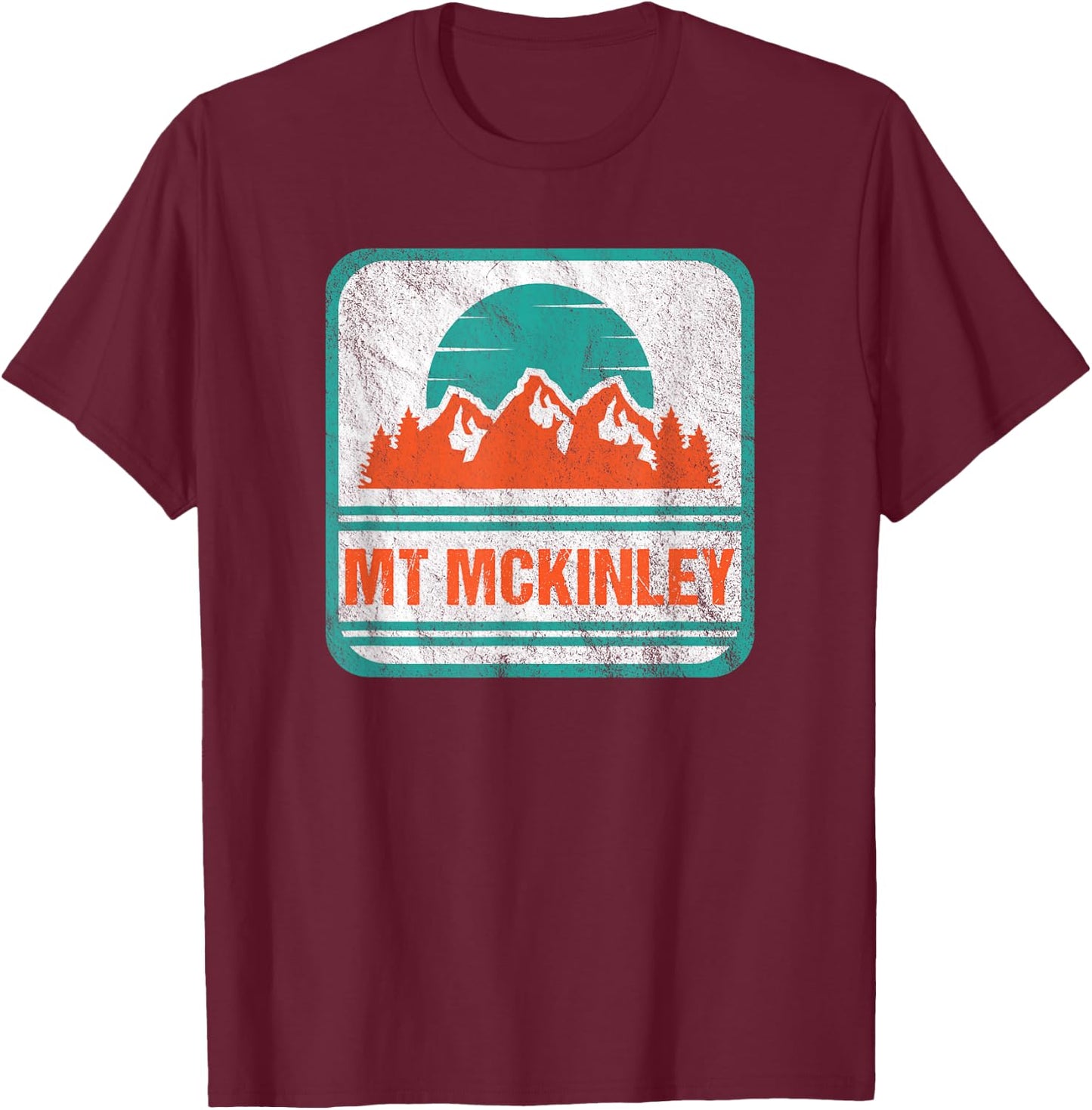 Retro Vintage Mount McKinley USA Mountains T-Shirt - T-Shirt | Maroon