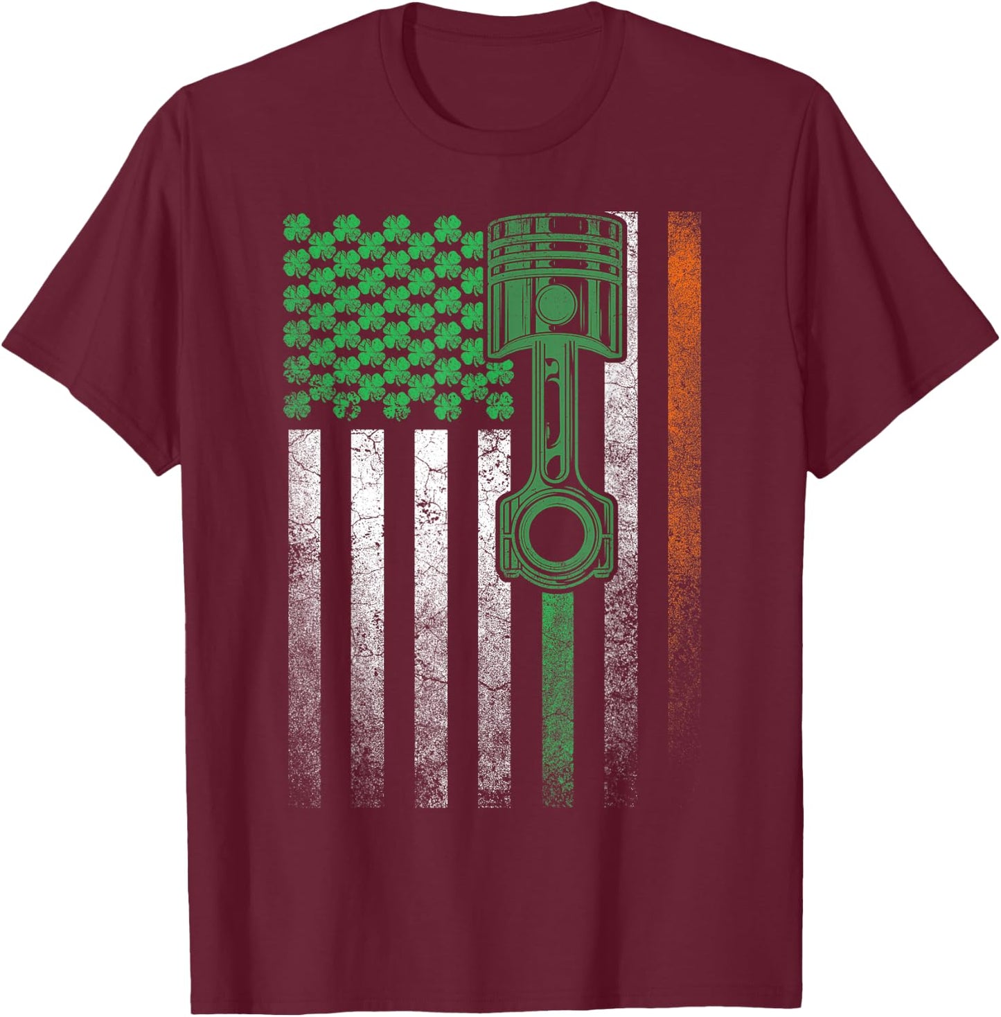 Car Guy Mechanic Gift St. Patrick's Day Irish American Flag Kids Men T-Shirt - T-Shirt | Maroon