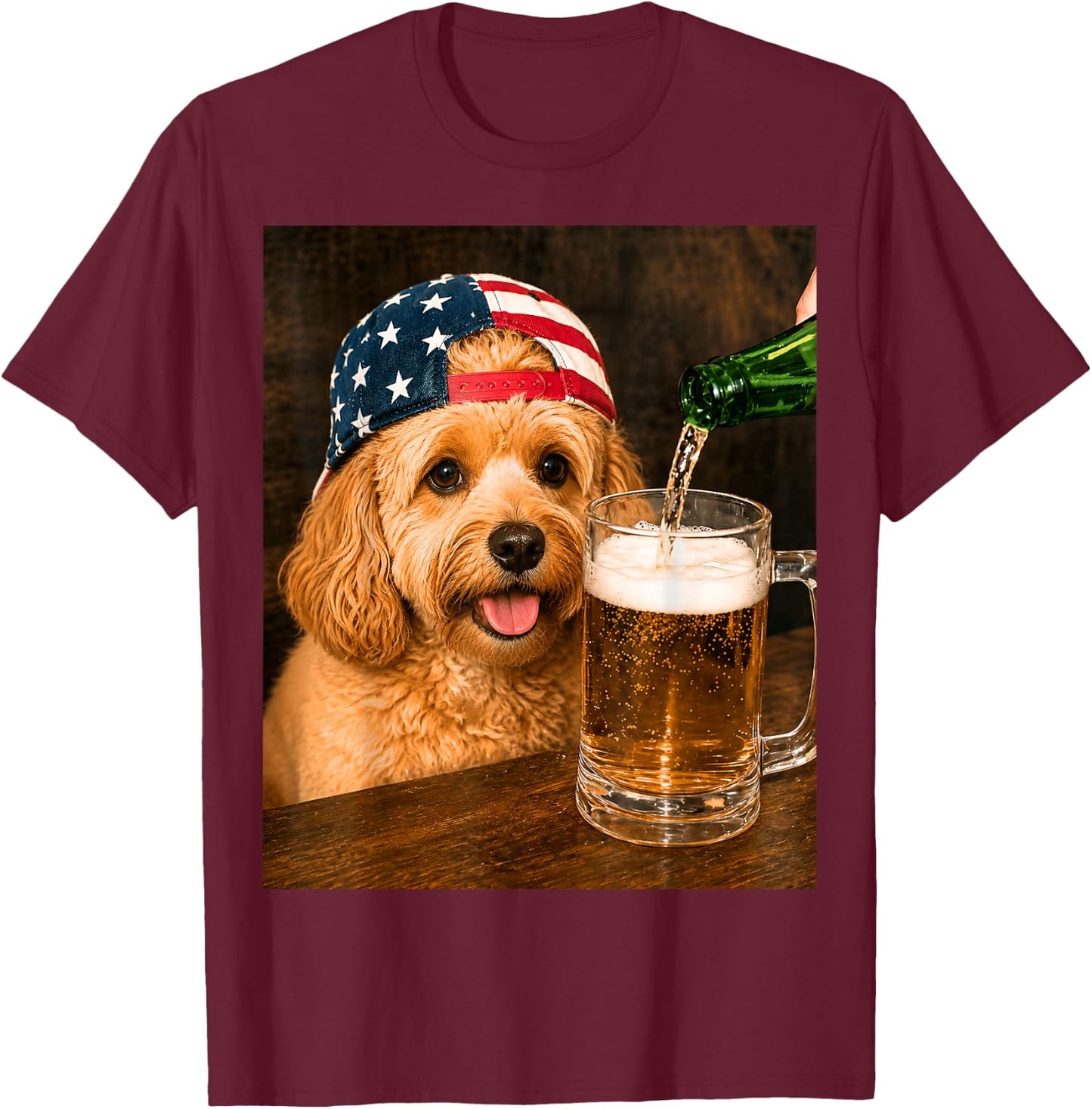 Funny Cavapoo Drinking Beer Meme T-Shirt - T-Shirt | Maroon