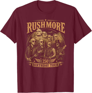 Happy 250th Birthday America Mount Rushmore Rock Star T-Shirt - T-Shirt | Maroon