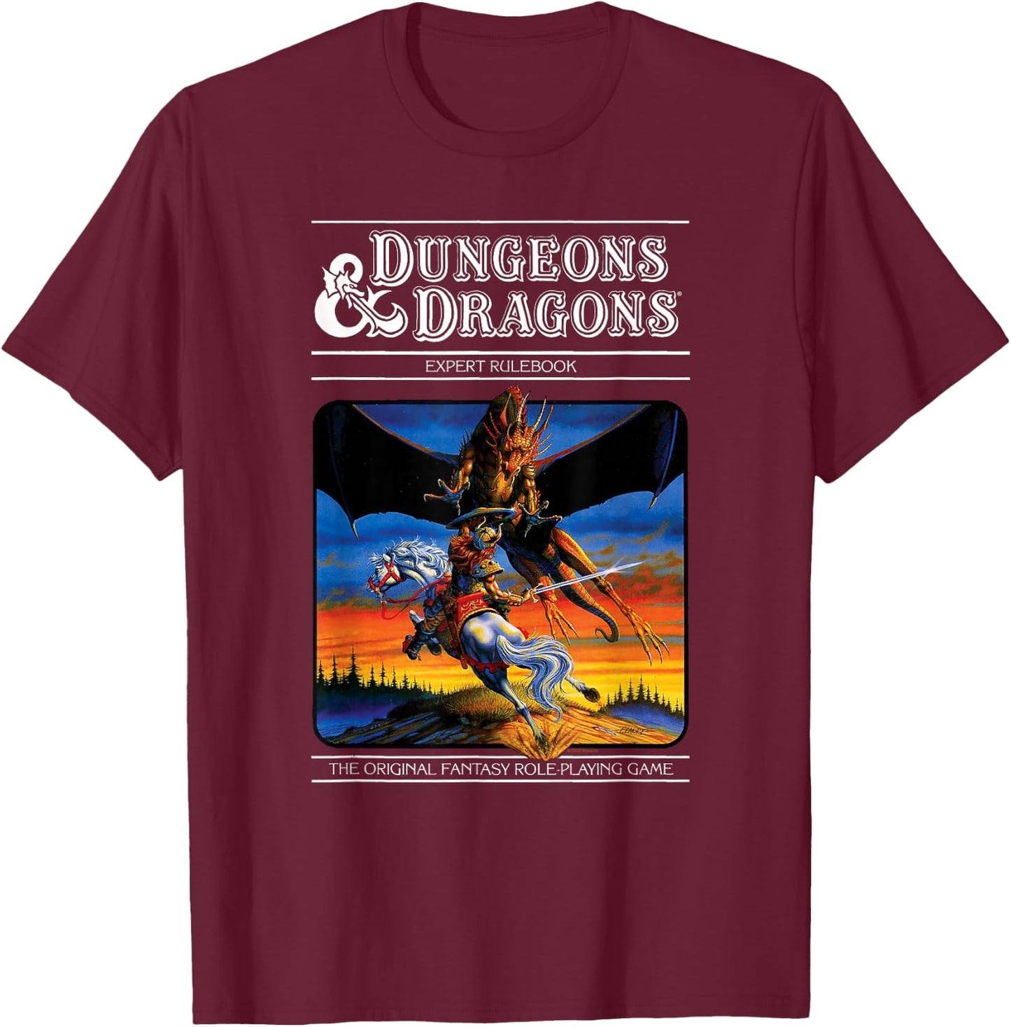 Dungeons & Dragons Vintage Expert Rulebook Small T-Shirt - T-Shirt | Maroon