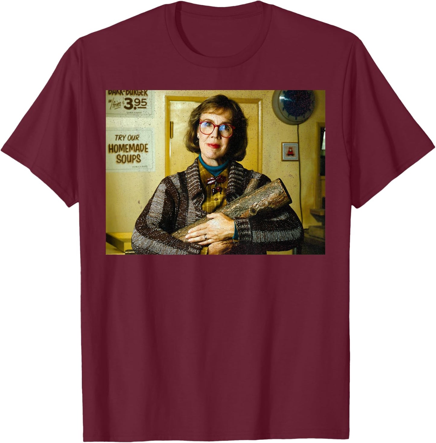 Twin Peaks Log Lady Retro Portrait Graphic T-Shirt - T-Shirt | Maroon