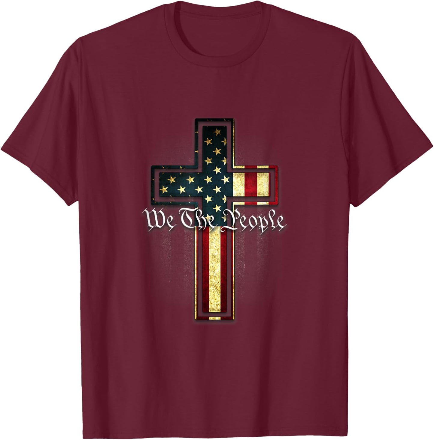 We The People Patriotic American Constitution Cross T-Shirt - T-Shirt | Maroon