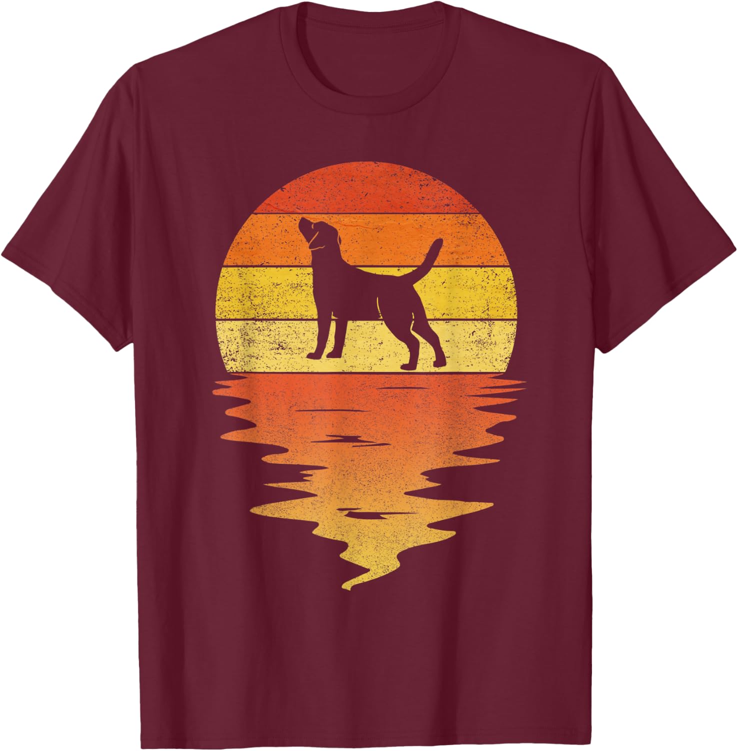 Labrador Retriever Vintage Retro Sunset Labrador Retriever T-Shirt - T-Shirt | Maroon