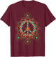 Peace Symbol with Turquoise Pearls T-Shirt - T-Shirt | Maroon