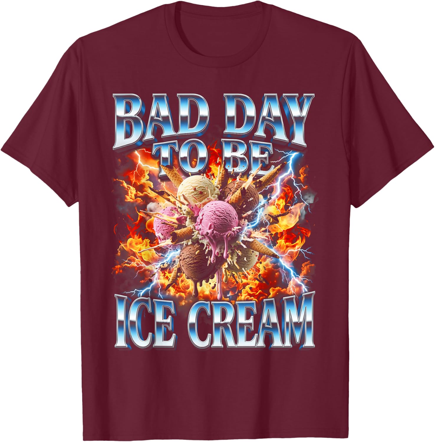 Funny Bootleg Bad Day to Be Ice Cream T-Shirt - T-Shirt | Maroon