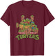 TMNT Ninja Turtles All Characters With Pizzas T-Shirt - T-Shirt | Maroon