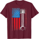 Horsepower Vintage Auto USA US American Flag Piston Racing T-Shirt - T-Shirt | Maroon