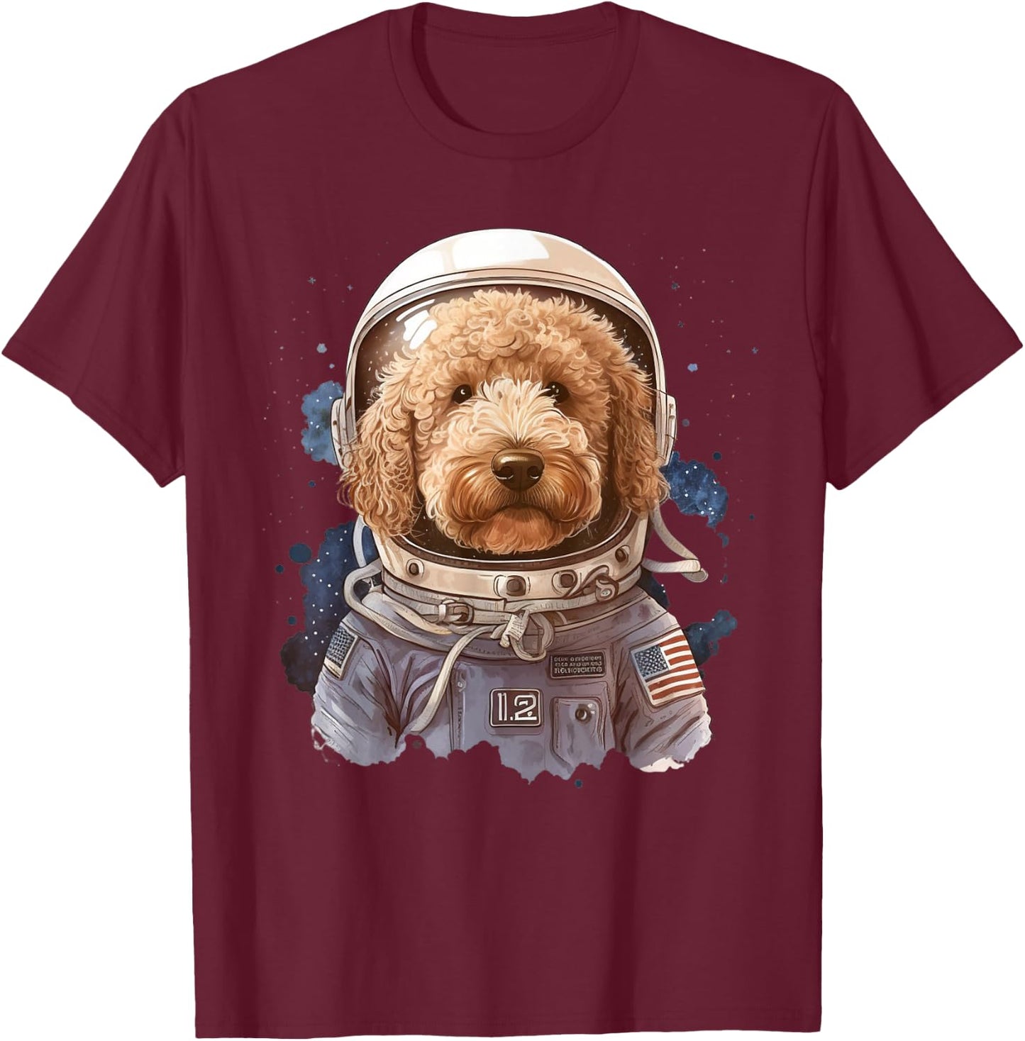 Goldendoodle Astronaut In The Space Cool Graphic Doodle Dog T-Shirt - T-Shirt | Maroon