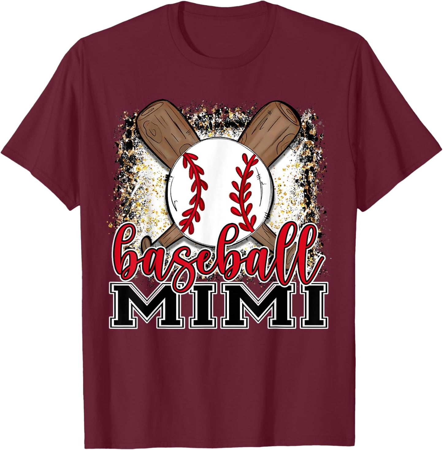 Baseball Mimi Leopard Baseball Lovers Family Matching T-Shirt - T-Shirt | Maroon