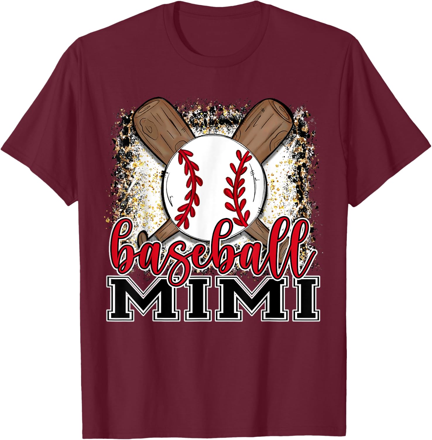 Baseball Mimi Leopard Baseball Lovers Family Matching T-Shirt - T-Shirt | Maroon