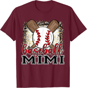 Baseball Mimi Leopard Baseball Lovers Family Matching T-Shirt - T-Shirt | Maroon