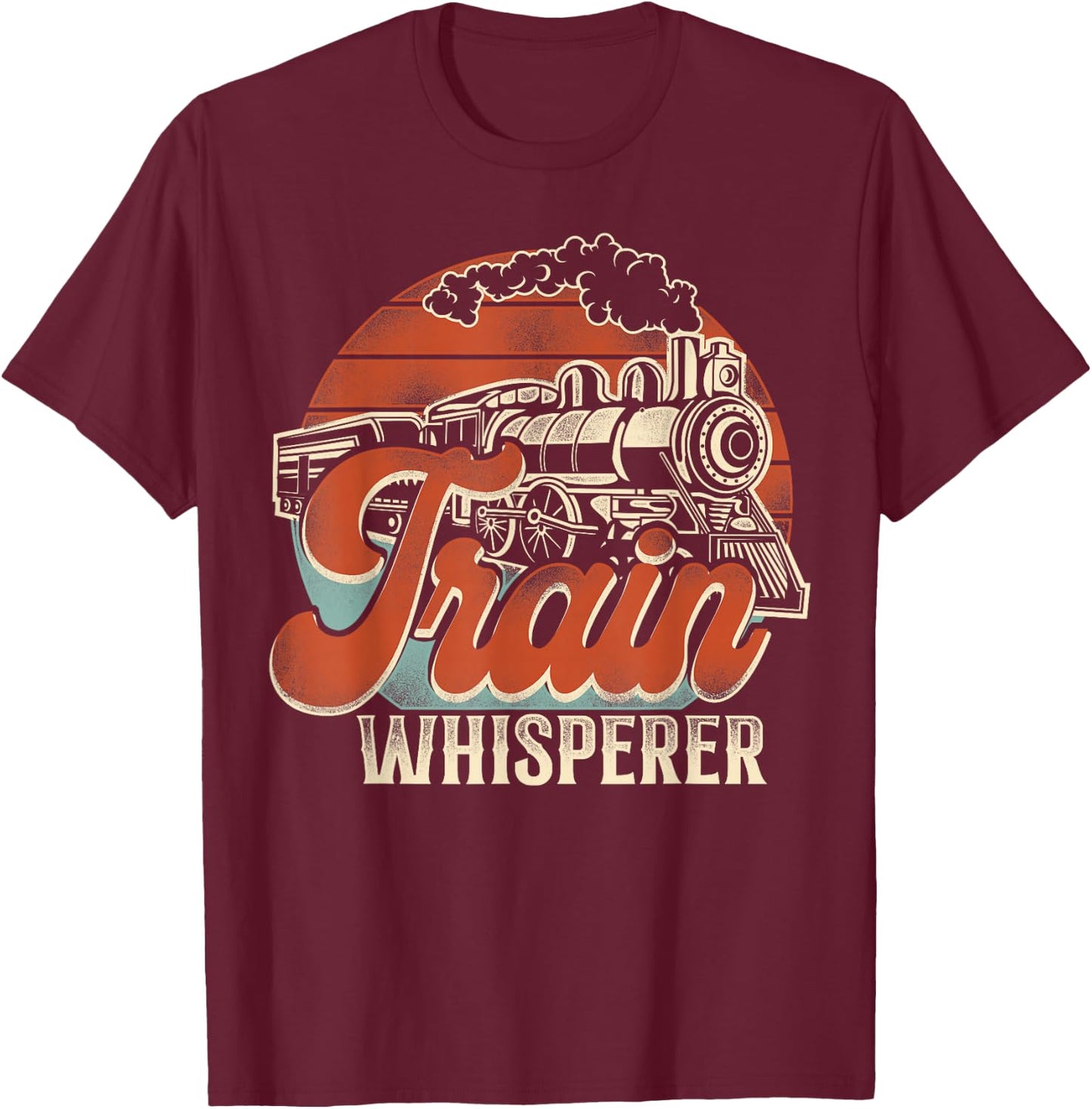Steam Train Driver Trainspotting Locomotive Vintage Retro T-Shirt - T-Shirt | Maroon