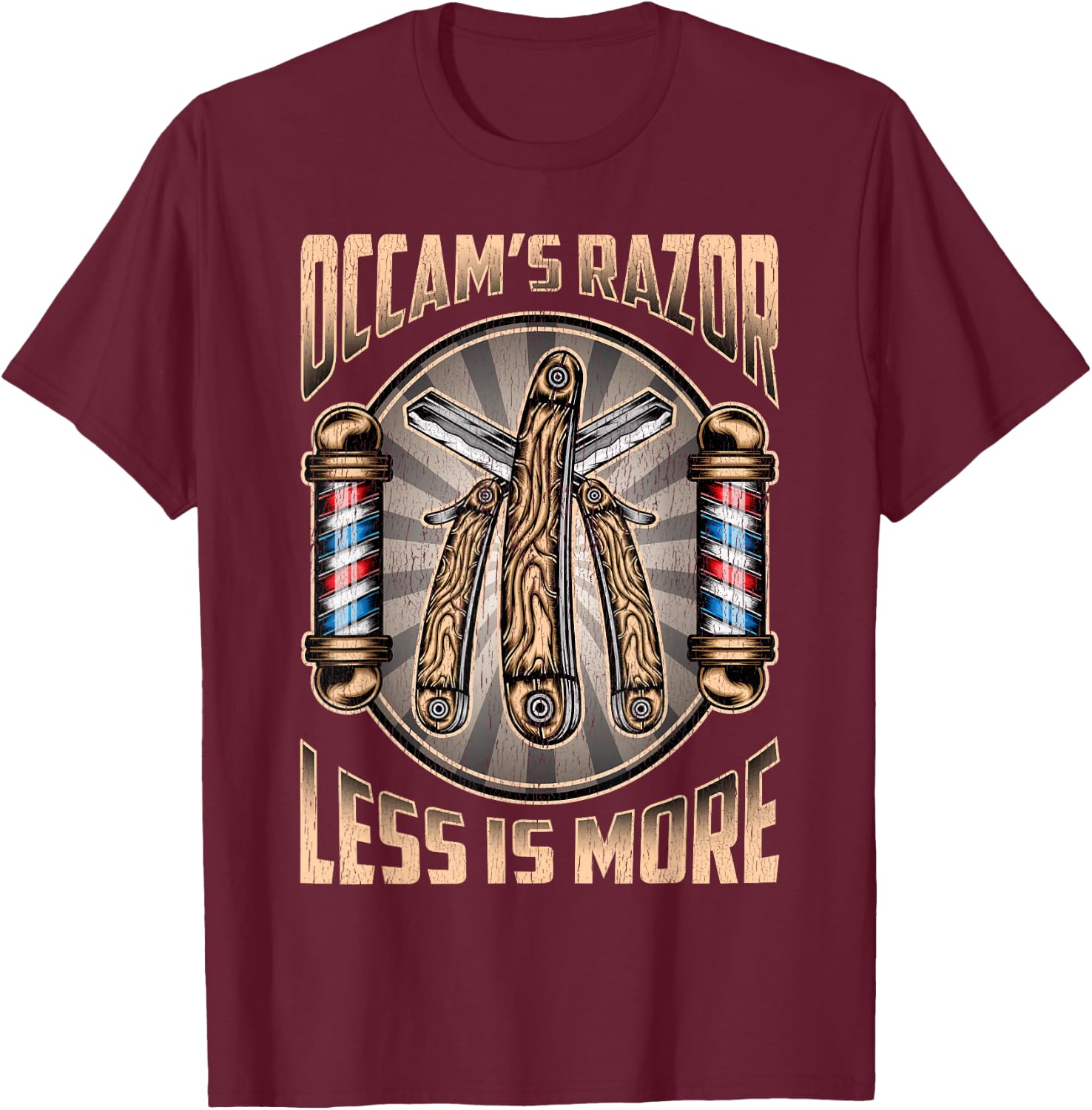 Occam's Razor Less is More Law of Parsimony Cool Philosophy T-Shirt - T-Shirt | Maroon