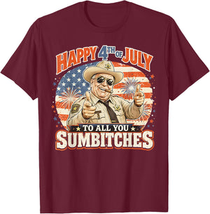 USA Flag Fireworks T-Shirt - T-Shirt | Maroon