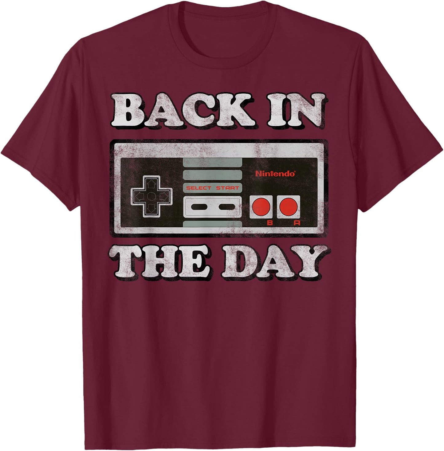 Nintendo NES Controller Back In The Day Graphic T-Shirt - T-Shirt | Maroon