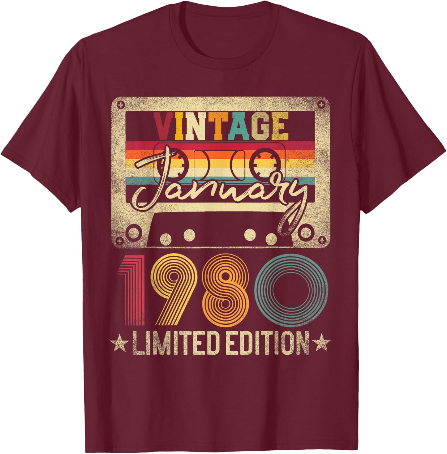 January 45th Birthday Gift Limited Edition 1980 Best Of T-Shirt - T-Shirt | Maroon