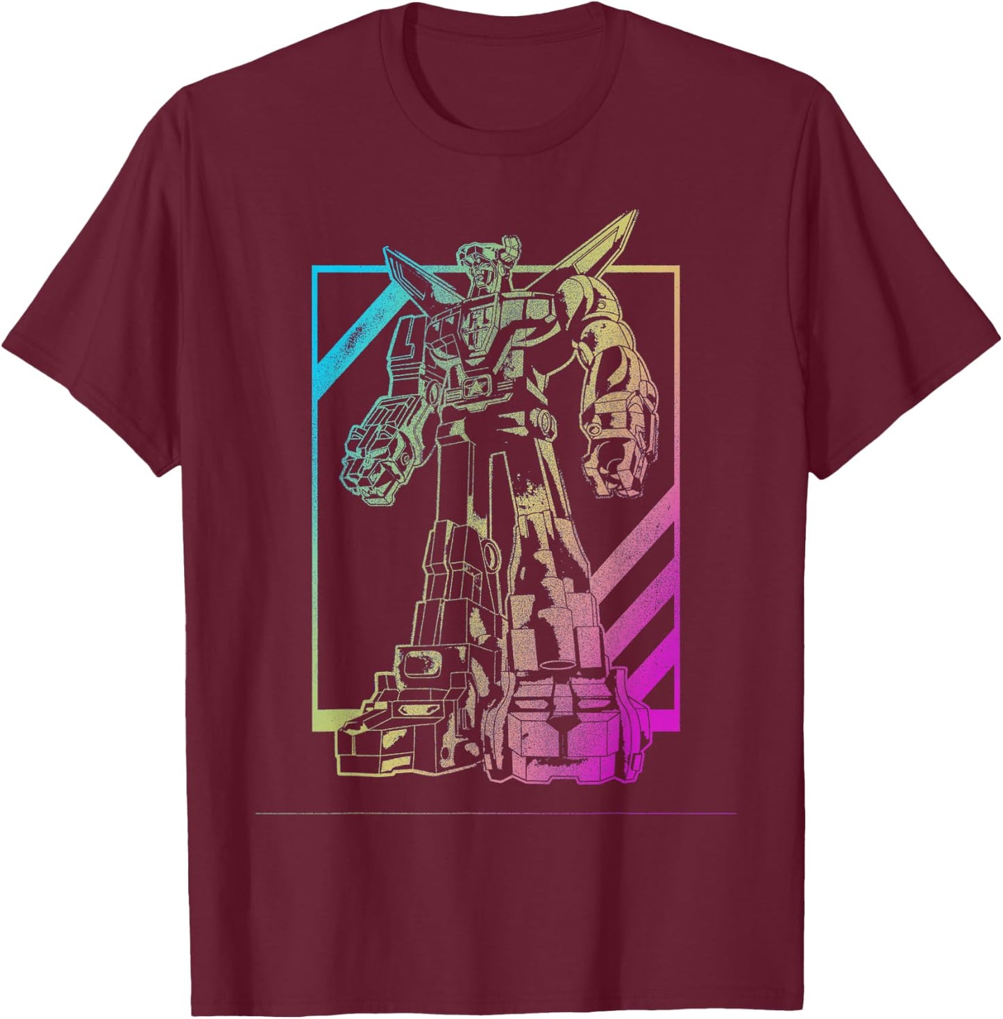 Voltron Defender of the Universe Neon Outline Portrait T-Shirt - T-Shirt | Maroon