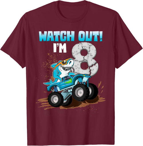 8 Years Old 8th Birthday Shark Boy Girl Monster Truck Gamer