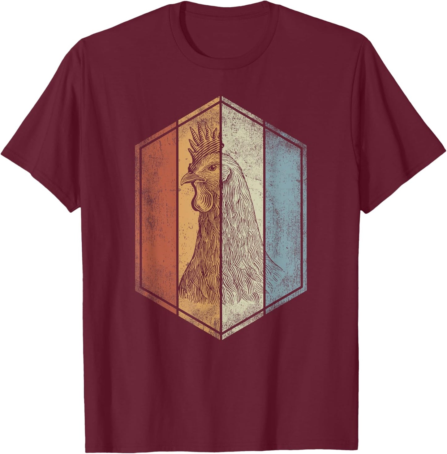 Chicken Retro Vintage Style Chicken Lover T-Shirt - T-Shirt | Maroon