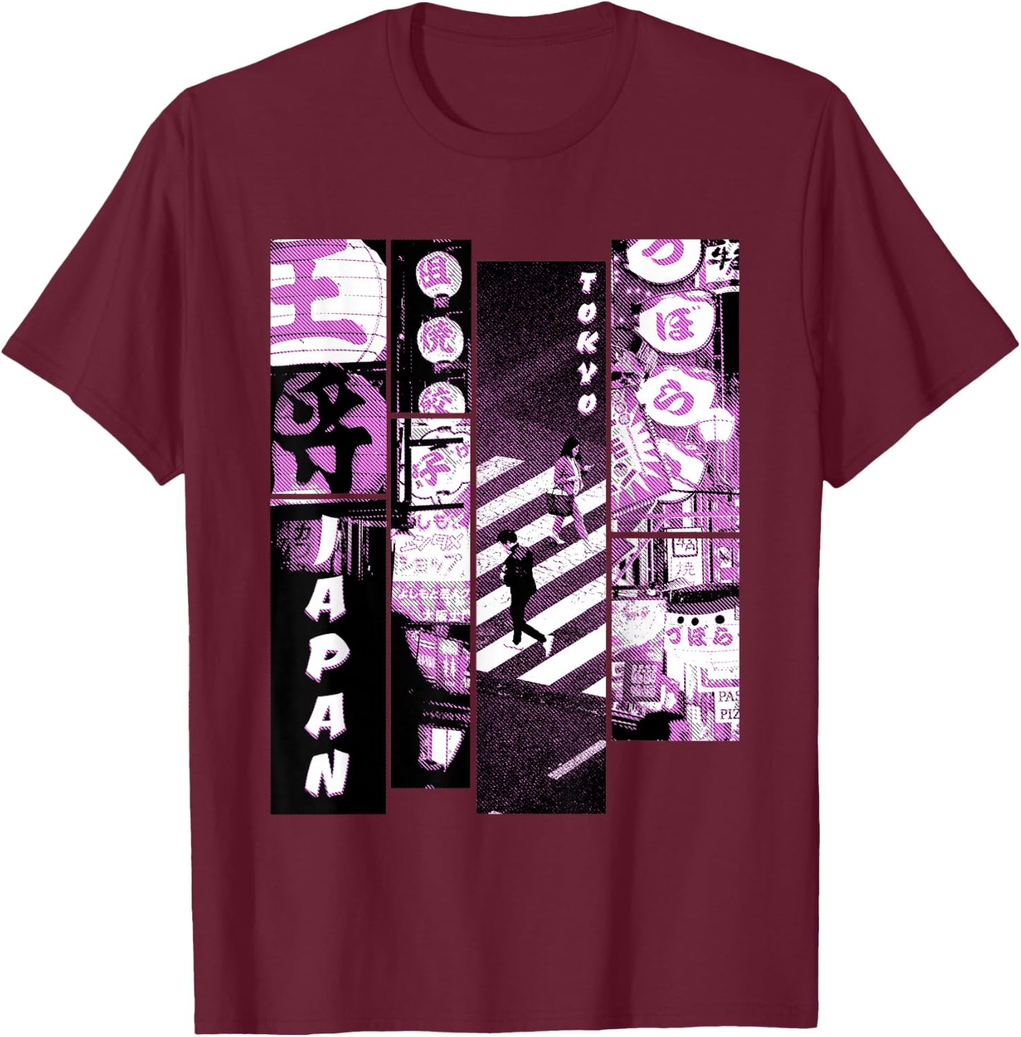 Aesthetic Style Vaporwave Japan 80s 90s Tokyo Osaka street T-Shirt - T-Shirt | Maroon