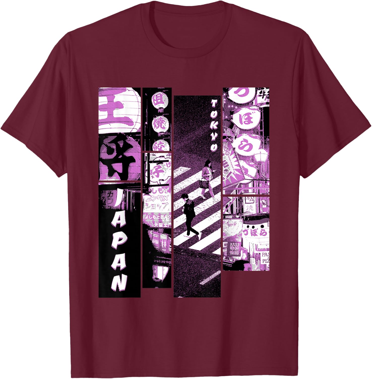 Aesthetic Style Vaporwave Japan 80s 90s Tokyo Osaka street T-Shirt - T-Shirt | Maroon