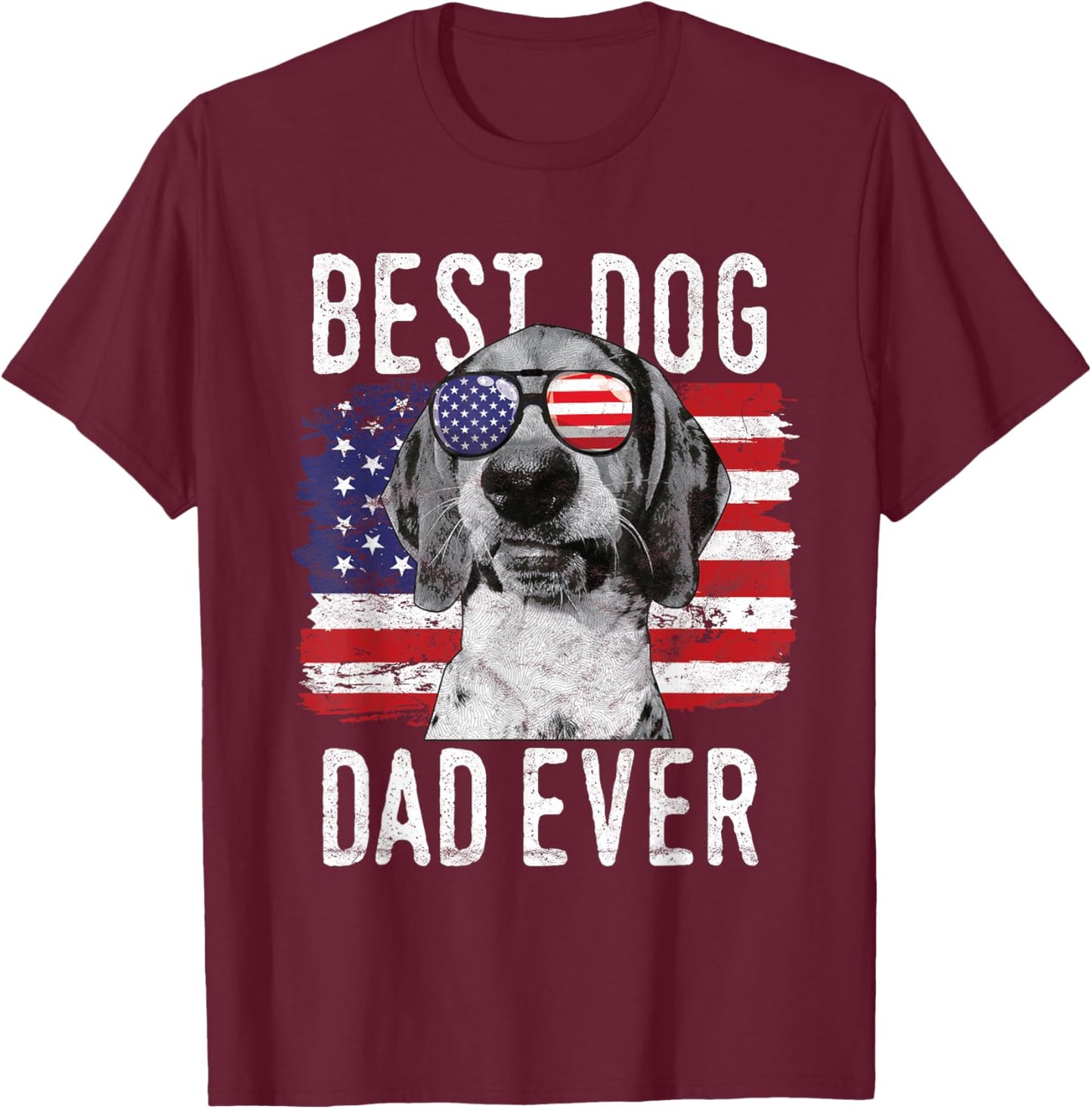 American Flag Best Dog Dad Ever Treeing Walker Coonhounds Women Men T-Shirt - T-Shirt | Maroon