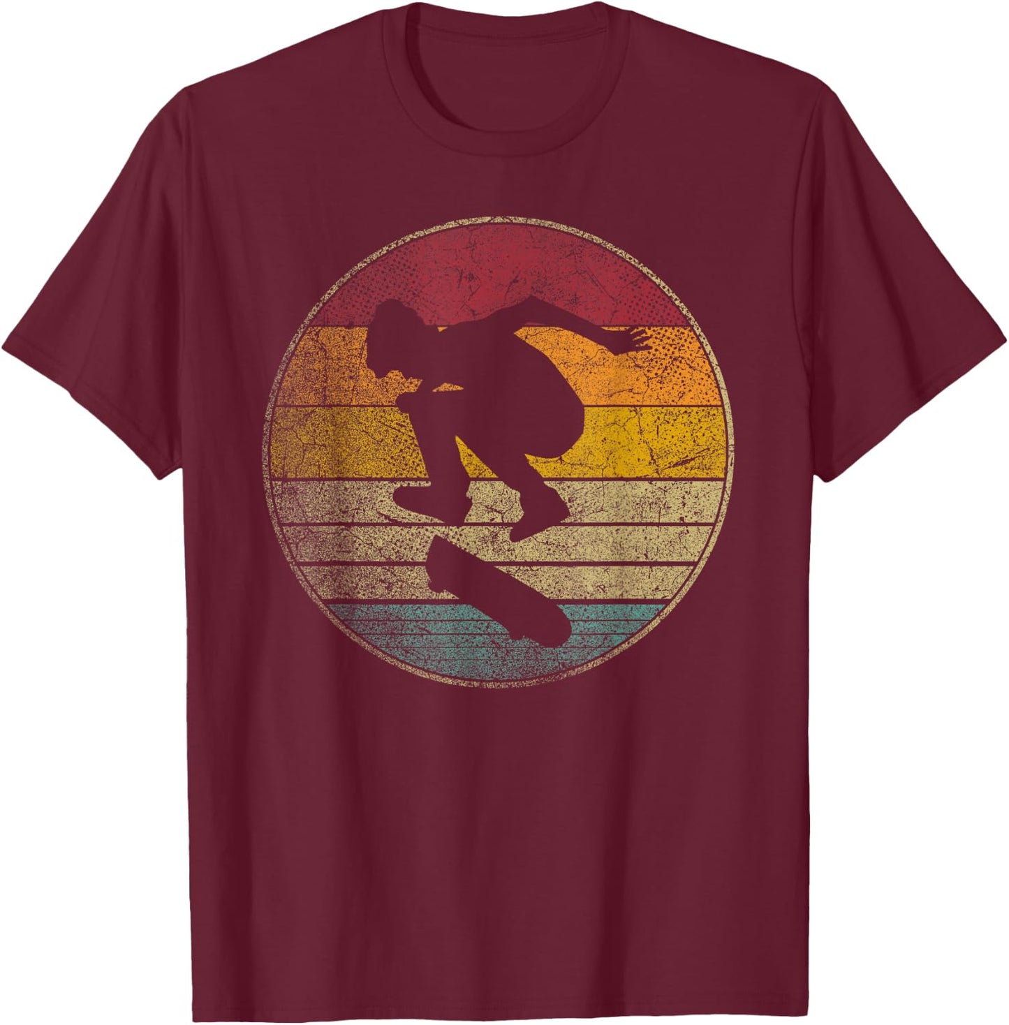 Skateboard Shirt Skate Vintage Retro 70s 80s 90s Gift Love T-Shirt - T-Shirt | Maroon
