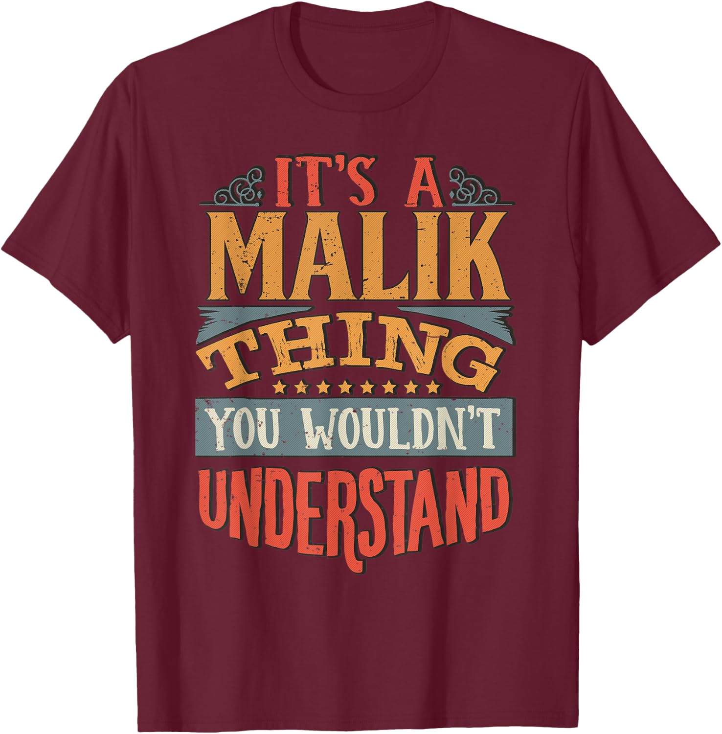 Malik Name T-Shirt - T-Shirt | Maroon