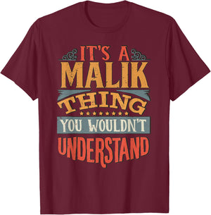 Malik Name T-Shirt - T-Shirt | Maroon