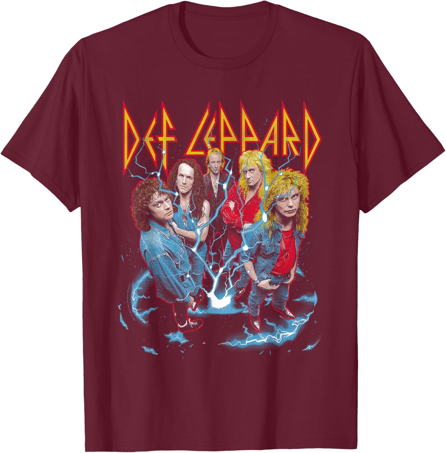 Def Leppard - Band Photo City Pittsburgh T-Shirt - T-Shirt | Maroon