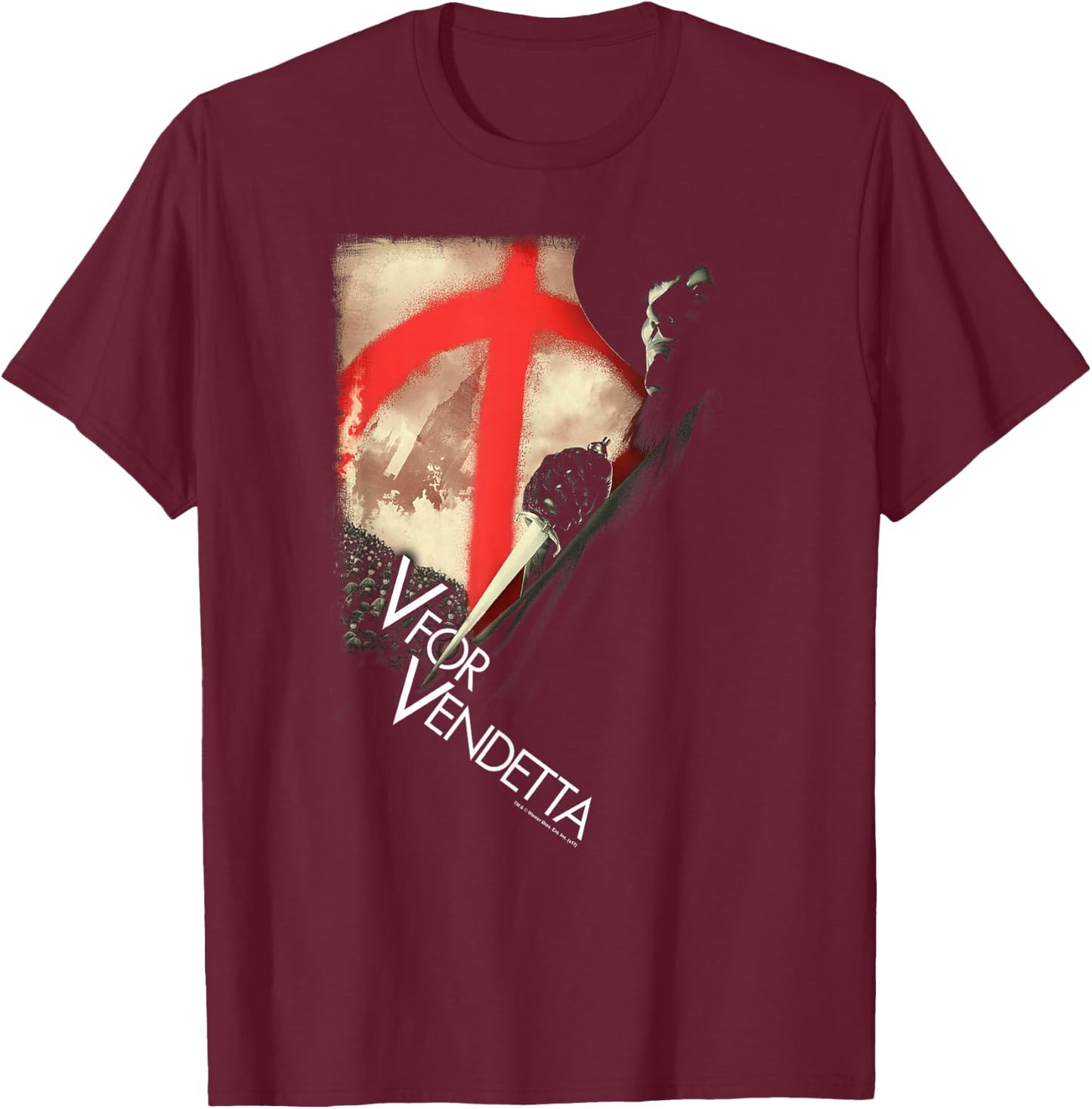 V for Vendetta Army T-Shirt - T-Shirt | Maroon