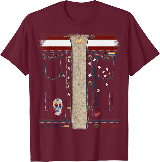 Marvel America Chavez Denim Jacket Front and Back T-Shirt - T-Shirt | Maroon