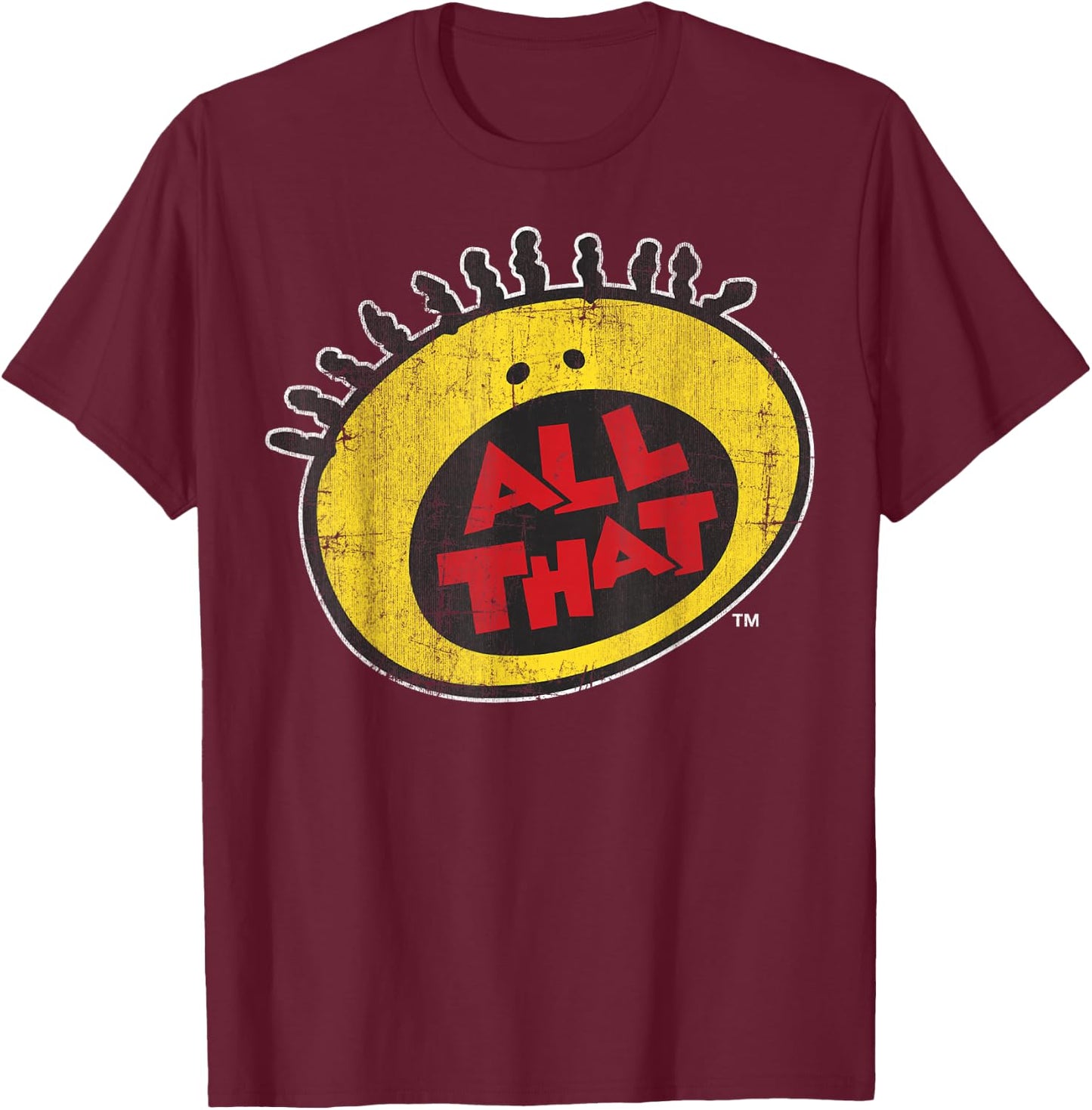 All That Classic Vintage Face Logo Title Graphic T-Shirt - T-Shirt | Maroon