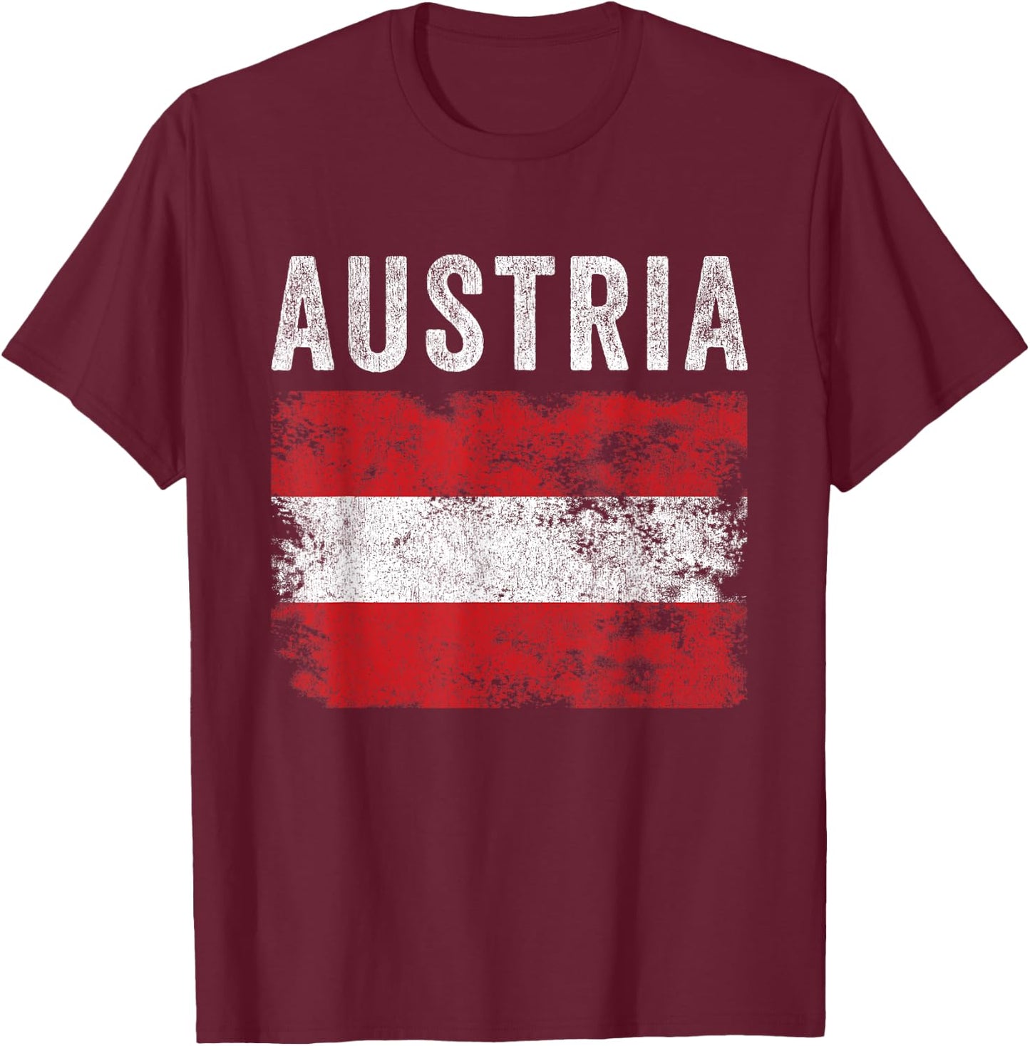Austria Flag Distressed - Men Women Kids - Austrian Flag T-Shirt - T-Shirt | Maroon