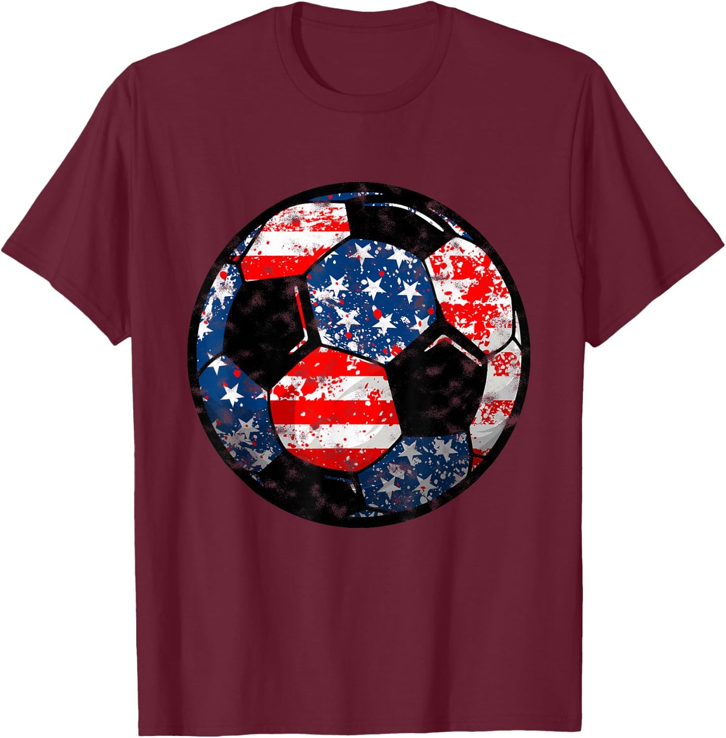 4th Of July USA Flag Soccer Patriotic Soccer Player T-Shirt - T-Shirt | Maroon