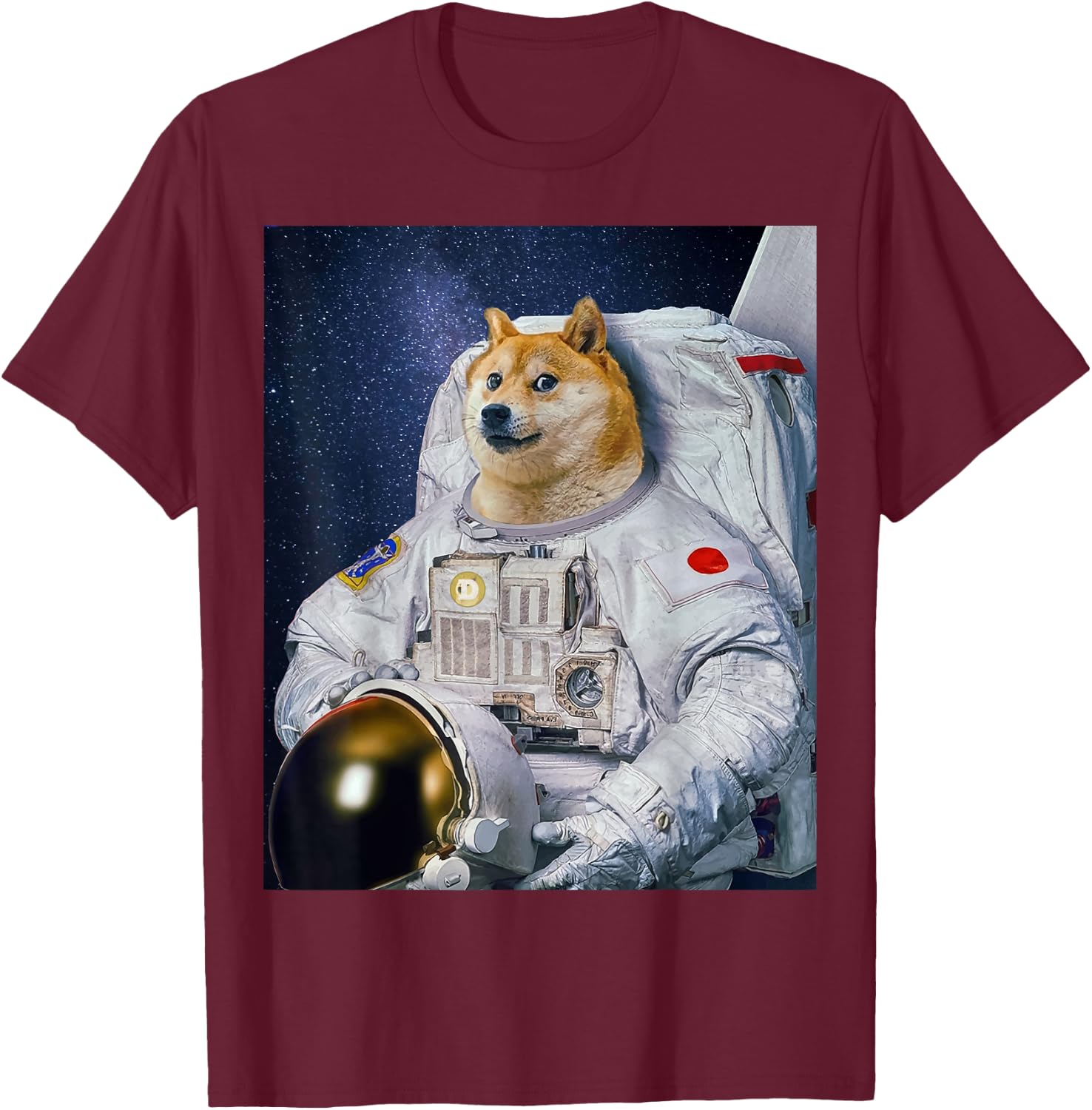 Cute Shiba Inu Doge Astronaut To The Moon Funny T-Shirt - T-Shirt | Maroon